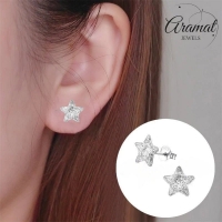 Zilveren Kinderoorbellen Transparante Glitter Ster 9mm - Unisex