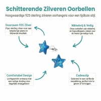 Zilveren Kinderoorbellen Blauwe Glitter Ster 9mm - Unisex