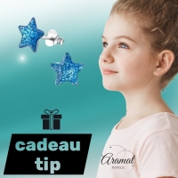Zilveren Kinderoorbellen Blauwe Glitter Ster 9mm - Unisex
