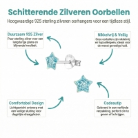 Zilveren Kinderoorbellen Blauwe Glitter Ster 5mm -