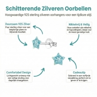 Zilveren Kinderoorbellen Blauwe Glitter Ster 5mm -