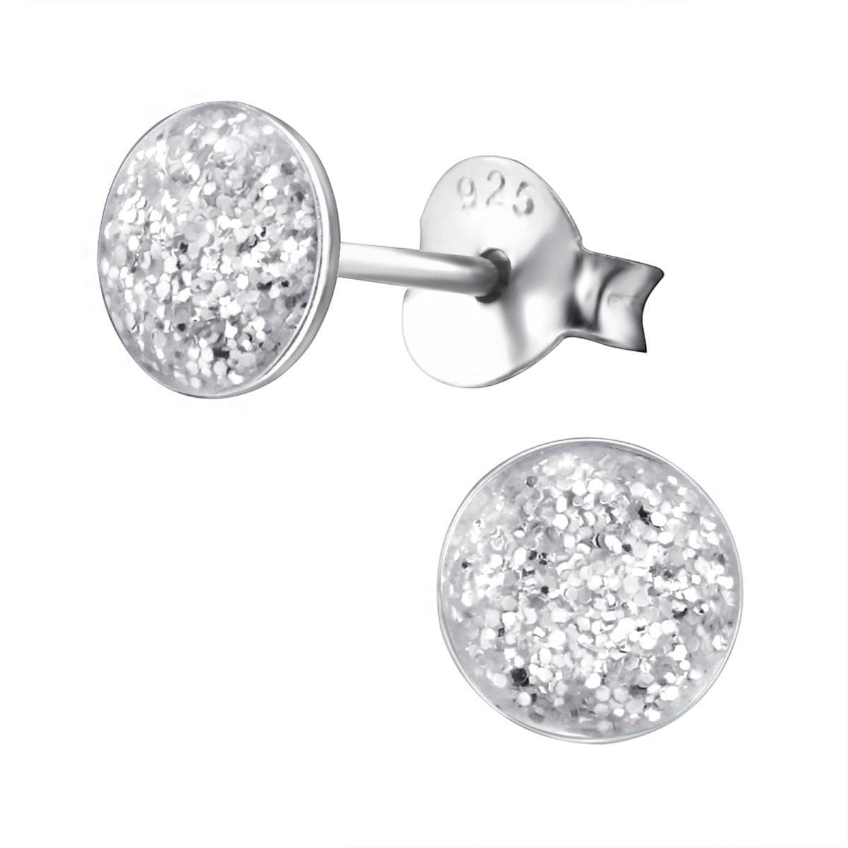 Sterling Zilveren Oorstekers Transparant Glitter 5mm -