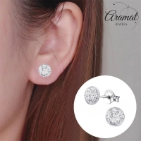 Sterling Zilveren Oorstekers Transparant Glitter 5mm -