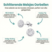 Sterling Zilveren Oorstekers Transparant Glitter 5mm -