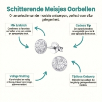 Sterling Zilveren Oorstekers Transparant Glitter 5mm -