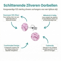 925 Zilveren Kinderoorbellen Paarse Glitter Rond 5mm -