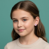 925 Zilveren Kinderoorbellen Paarse Glitter Rond 5mm -
