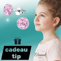 925 Zilveren Kinderoorbellen Paarse Glitter Rond 5mm -
