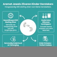 925 Zilveren Kinderoorbellen Transparante Glitter Maan 6x3mm -