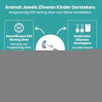 925 Zilveren Kinderoorbellen Blauwe Glitter Maan 6x3mm -