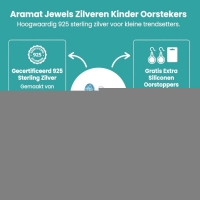 925 Zilveren Kinderoorbellen Blauwe Glitter Rond 5mm -