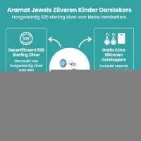 925 Zilveren Kinderoorbellen Blauwe Glitter Rond 5mm -