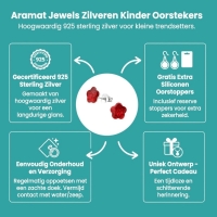 925 Zilveren Kinderoorbellen Rode Glitter Bloem 8mm -
