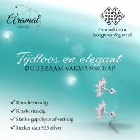 Stalen Zirkonia Waaiertjes Oorbellen 10mm Schroefsluiting -