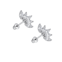 Stalen Zirkonia Waaiertjes Oorbellen 10mm Schroefsluiting -