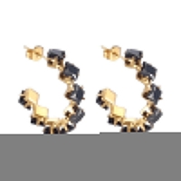 Goudkleurige Zirkonia Oorringen 28x5mm RVS - 8 Steentjes - Zwart -