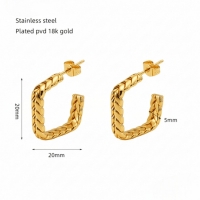 Goudkleurige Vierkante Oorringen Gourmetschakel 20x5mm RVS -