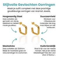 Goudkleurige Vierkante Oorringen Gourmetschakel 20x5mm RVS -