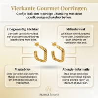 Goudkleurige Vierkante Oorringen Gourmetschakel 20x5mm RVS -
