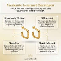 Goudkleurige Vierkante Oorringen Gourmetschakel 20x5mm RVS -