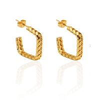 Goudkleurige Vierkante Oorringen Gourmetschakel 20x5mm RVS