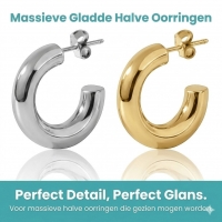 Massieve Halve Oorringen Glad RVS 25x8mm - Goudkleur -