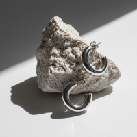 Massieve Halve Oorringen Glad RVS 25x8mm - Goudkleur -