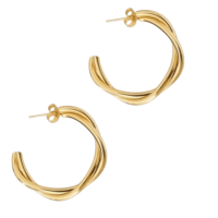 Goudkleurige Gedraaide Halve Oorringen 30x4mm RVS