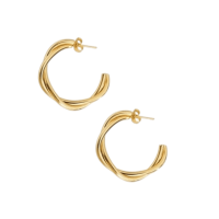 Goudkleurige Gedraaide Halve Oorringen 30x4mm RVS