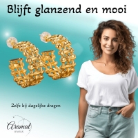 Goudkleurige Gevlochten Halve Oorringen 25x10mm -