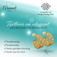 Goudkleurige Gevlochten Halve Oorringen 25x10mm -