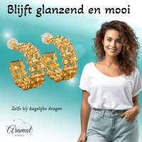 Goudkleurige Gevlochten Halve Oorringen 25x10mm -