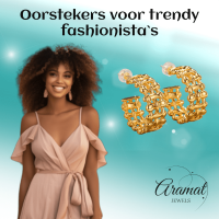 Goudkleurige Gevlochten Halve Oorringen 25x10mm