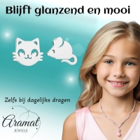 Poes en Muis Oorbellen 10mm Zilverkleurig Staal -