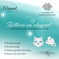 Poes en Muis Oorbellen 10mm Zilverkleurig Staal -