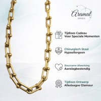 U-Schakel Ketting met Bolletjes 40+5cm - Staal - Dames