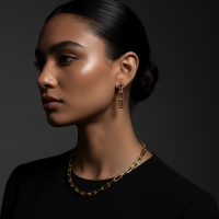 U-Schakel Ketting met Bolletjes 40+5cm - Staal - Dames