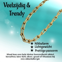 U-Schakel Ketting met Bolletjes 40+5cm - Staal - Dames