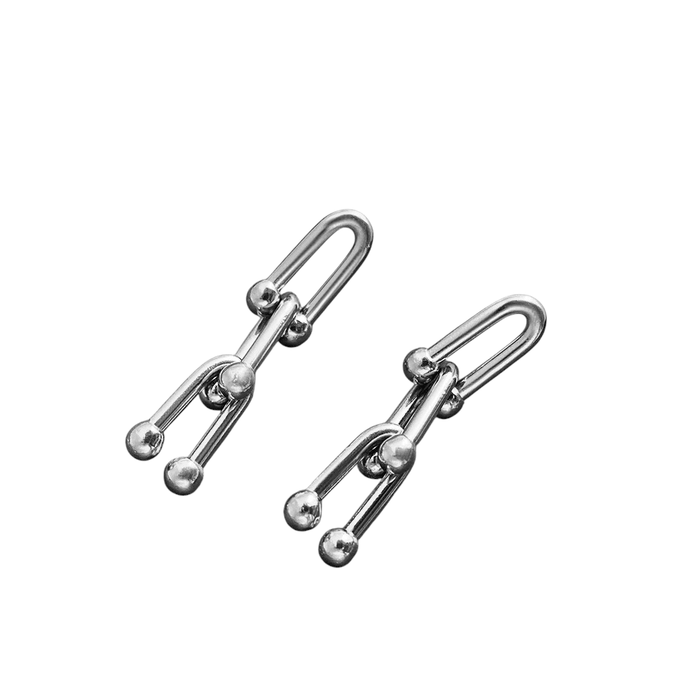 U-Schakel Oorbellen 35x8mm Staal - Zilverkleur -