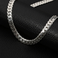 Platte Chunky Gourmet Ketting 8mm Zilverkleurig Staal - 50cm - Heren