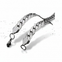 Platte Chunky Gourmet Ketting 8mm Zilverkleurig Staal - 50cm - Heren