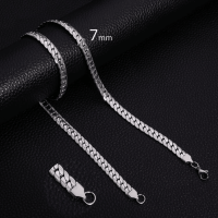 Platte Brede Gourmet Ketting 7mm Zilverkleurig Staal