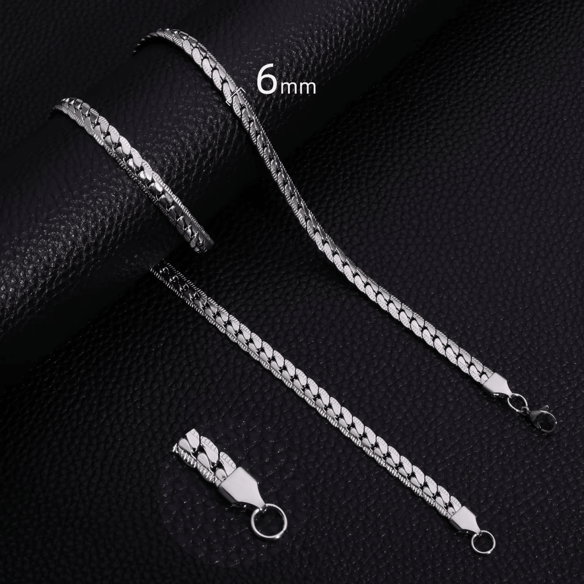Platte Robuuste Gourmet Ketting 6mm Zilverkleurig Staal - 50cm - Unisex