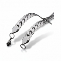 Platte Robuuste Gourmet Ketting 6mm Zilverkleurig Staal - 50cm - Unisex