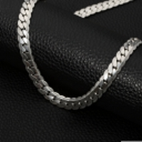 Platte Gourmet Ketting met bewerkte rand 5mm Zilverkleurig Staal - 50cm - Heren