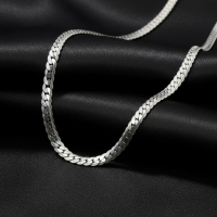 Platte Gourmet Ketting met bewerkte rand 5mm Zilverkleurig Staal - 50cm - Heren