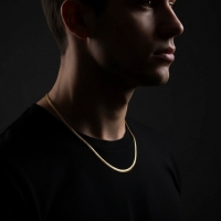 Platte Gourmet Ketting met bewerkte rand 4mm Goudkleurig Staal - 50cm - Unisex