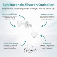 925 Zilveren Hartjes Oorbellen - 4 mm - Glad -