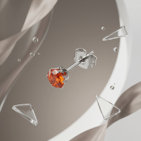 Zilverkleurige RVS Oorstekers Geboortesteen Juli - Rood/Oranje - 4 mm -