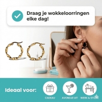 Goudkleurige RVS Wokkeloorringen Gedraaid - 20 mm -